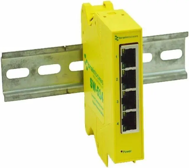Alt view image 7 of 9 - Brainboxes Compact Industrial 4 Port Gigabit Ethernet Switch - 4 Ports - Gigabit Ethernet - 10/100/1000Base-T - TAA Compliant - 2 Layer Supported - 3.60 W Power Consumption - Twisted Pair - DIN Rail M