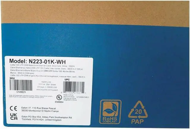 Alt view image 6 of 14 - Eaton Tripp Lite Series Cat6a 10G Solid Core UTP Ethernet Cable, White 1000 Ft