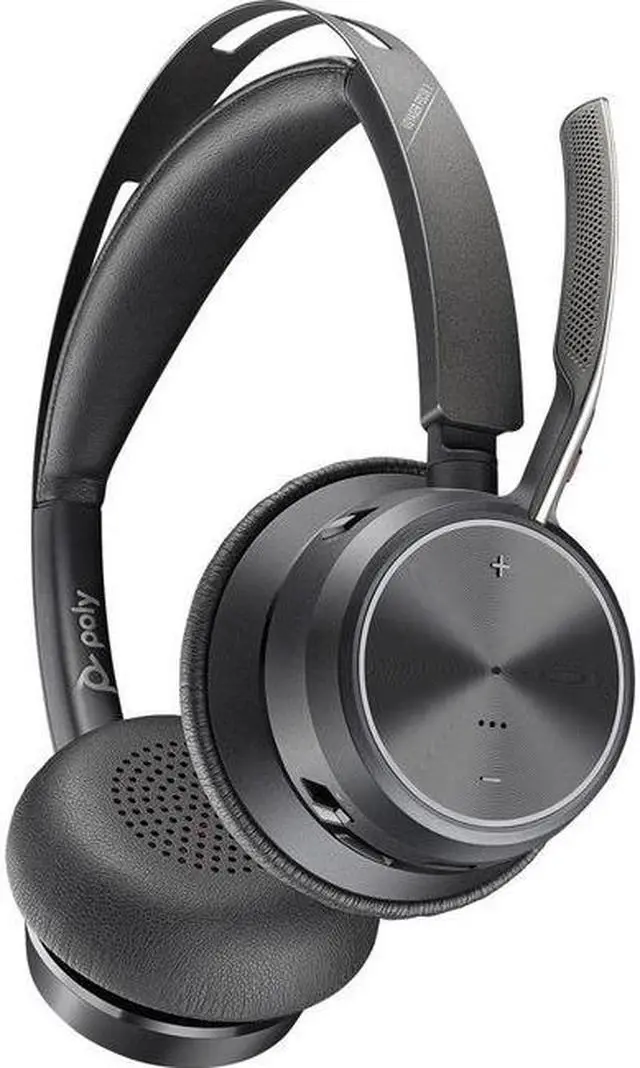 Alt view image 4 of 7 - Poly Voyager Focus 2 UC USB-A Headset with Stand (Plantronics) - Bluetooth Stereo Headset with Boom Mic - USB-A PC/Mac Compatible - Active Noise Canceling - Works with Teams (Certified), Zoom & more