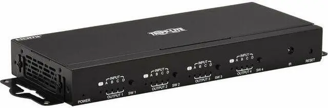 Alt view image 2 of 16 - Tripp Lite 4x4 HDMI Matrix Switch/Splitter with Remote Control and Multi-Resolution Support, 4K 60 Hz, HDR, 4:4:4, TAA - 3840 x 2160 - 4K UHD - 1080p4 x 4 - Display, Digital Signage, Computer, Blu-ray