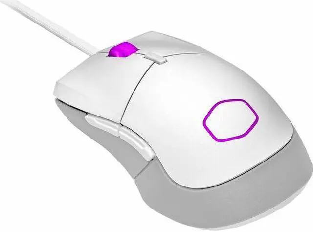 Alt view image 2 of 15 - cooler master mm310 gaming mouse white with adjustable 12,000 dpi optical sensor, ultraweave cable, ptfe feet and masterplus+ software (mm-310-wwol1)