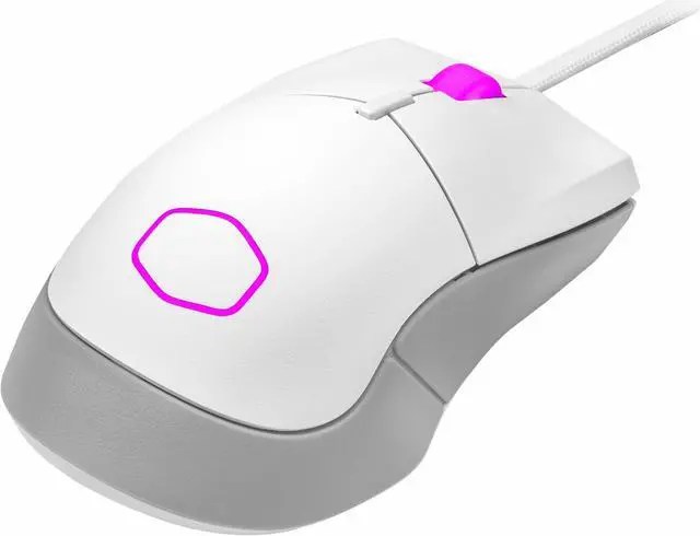 Alt view image 4 of 15 - cooler master mm310 gaming mouse white with adjustable 12,000 dpi optical sensor, ultraweave cable, ptfe feet and masterplus+ software (mm-310-wwol1)
