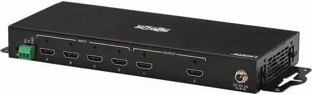 Alt view image 3 of 16 - Tripp Lite 4x2 HDMI Matrix Switch/Splitter with Remote Control and Multi-Resolution Support, 4K 60 Hz, HDR, 4:4:4, TAA - 3840 x 2160 - 4K - 1080p2 x 2 - Display, Digital Signage, Computer, Blu-ray Dis