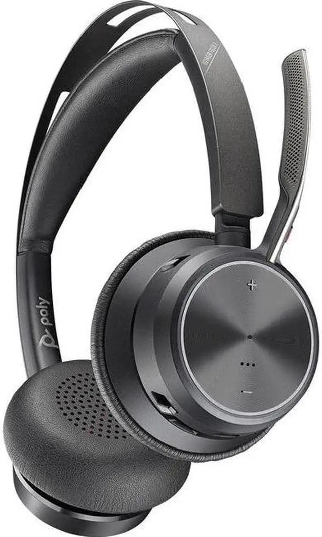 Alt view image 3 of 9 - Poly Voyager Focus 2 UC USB-A Bluetooth Headset with Charging Stand, Black