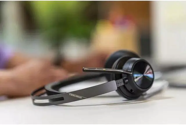 Alt view image 8 of 9 - Poly Voyager Focus 2 UC USB-A Bluetooth Headset with Charging Stand, Black
