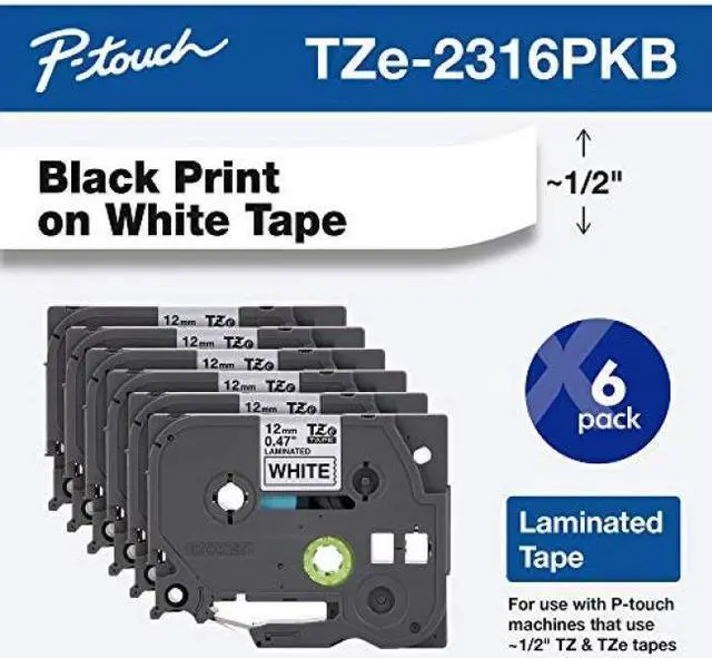 Alt view image 7 of 17 - Brother P-touch TZe-231 Laminated Label Maker Tape 1/2" x 26-2/10' Black on White 6/Pack (TZe-2316PKB) TZE-2316PKB