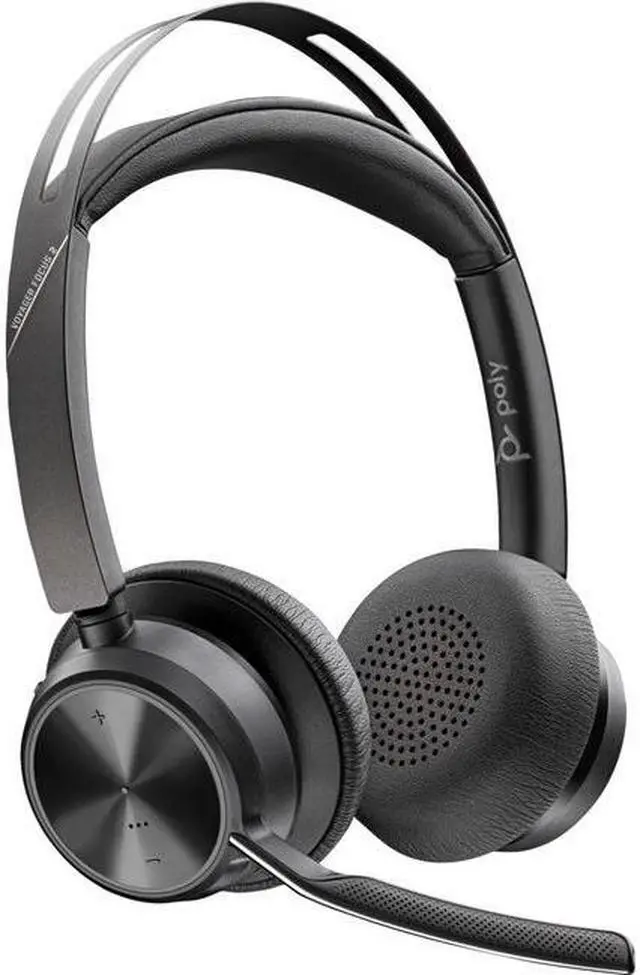 Alt view image 3 of 10 - Poly Voyager Focus 2 USB-C Headset - Siri, Google Assistant - Stereo - USB Type C, Micro USB - Wired/Wireless - Bluetooth - 300 ft - 20 Hz - 20 kHz - On-ear - Binaural - Open - 4.92 ft Cable - Electre