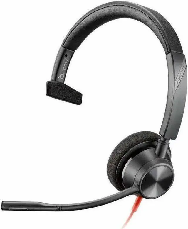 Alt view image 4 of 5 - Poly Blackwire 3310-M Microsoft Teams Certified USB-C Headset - Mono - USB Type C, Mini-phone (3.5mm) - Wired - 32 Ohm - 20 Hz - 20 kHz - On-ear - Monaural - Ear-cup - 7.10 ft Cable - Omni-directional