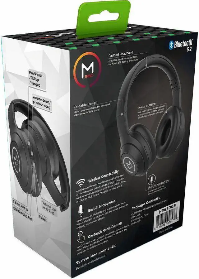 Alt view image 3 of 9 - Morpheus 360 Comfort Plus Wireless Over-Ear Headphones - Bluetooth Headset with Microphone - 10H Playtime - HP6500B (Black)