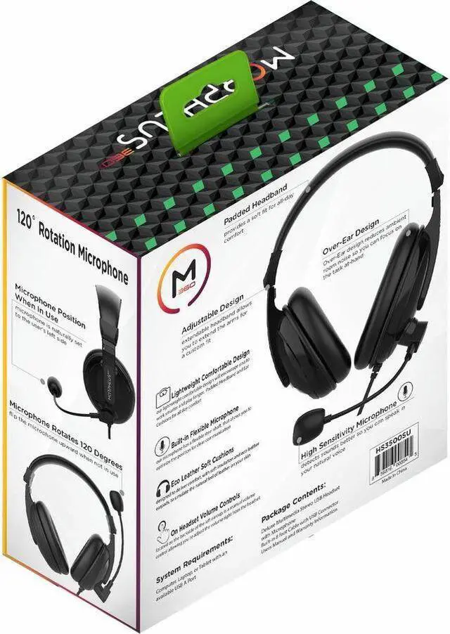 Alt view image 3 of 8 - Morpheus 360 Deluxe Multimedia Stereo USB Headset - Adjustable Microphone - Lightweight Comfortable Design - Soft Eco Leather Ear Cushions - Over Ear - Black - HS3500SU