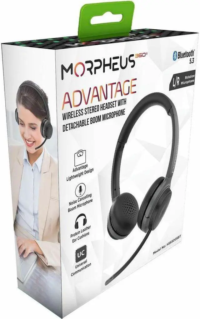 Alt view image 7 of 16 - Morpheus 360 Advantage Stereo Wireless Headset with Detachable Boom Microphone - Bluetooth Headphones with 2.4GHz Receiver-Dongle - UC Compatible - 20 Hour Talk-Playtime - USB HS6500SBT