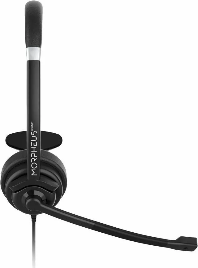 Alt view image 3 of 15 - Morpheus 360 Connect USB Mono Headset with Boom Microphone - Noise Cancelling - Reversible Design - Protein Leather Ear Cushion - in-Line Volume Controls - Mute Button - Black - HS5200MU