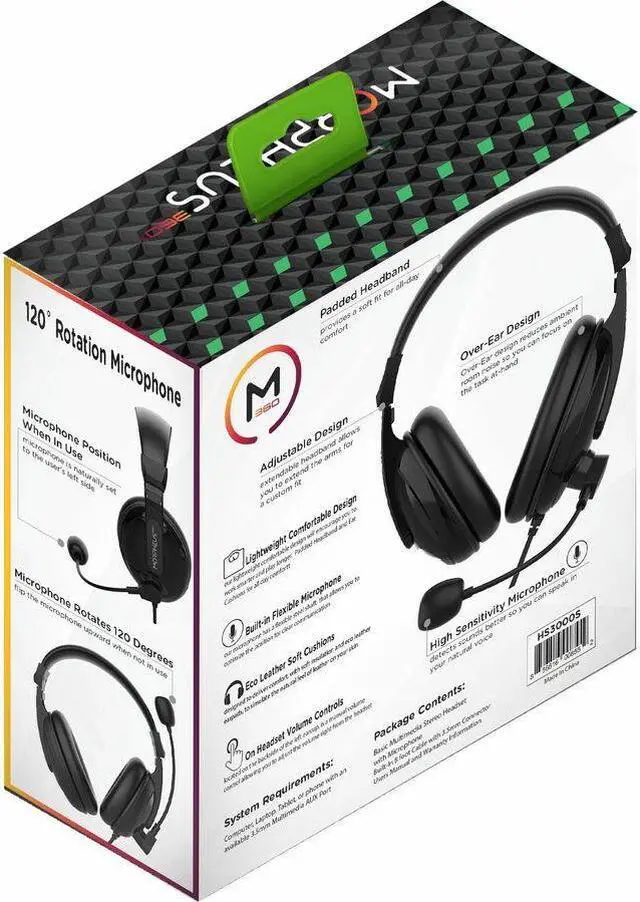 Alt view image 6 of 9 - Morpheus 360 Basic Multimedia Stereo Headset - Adjustable Microphone - Lightweight Comfortable Design - Soft Eco Leather Ear Cushions - Over Ear - Black - HS3000S