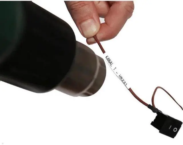 Alt view image 2 of 3 - Brother HSe Wire & Cable Label - 13/64" Width x 59 1/16" Length - 1/8" Diameter - Rectangle - Black on White - Heat-shrinkable, Durable, Easy to Read