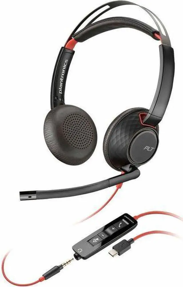 Alt view image 3 of 3 - Poly Blackwire C5220 Headset - Stereo - USB Type C, Mini-phone (3.5mm) - Wired - 32 Ohm - 20 Hz - 20 kHz - Over-the-head - Binaural - Supra-aural - 7.10 ft Cable - Noise Cancelling Microphone - Noise