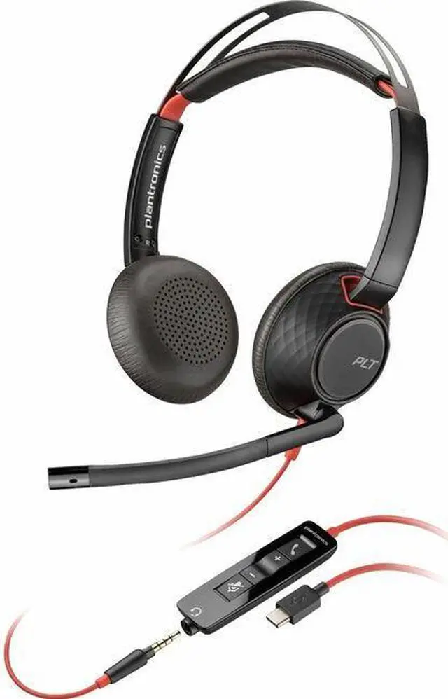 Alt view image 2 of 4 - Poly Blackwire C5220 USB-C Headset +Inline Cable TAA(Bulk Qty.40) - Stereo - USB Type C, Mini-phone (3.5mm) - Wired - 32 Ohm - 20 Hz - 20 kHz - On-ear - Binaural - Supra-aural - 7.10 ft Cable - Noise