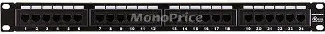 Alt view image 10 of 14 - Monoprice 24-Port Cat6 Patch Panel, 110 Type (568A/B Compatible) Black Painted Steel Panel, UL Listed