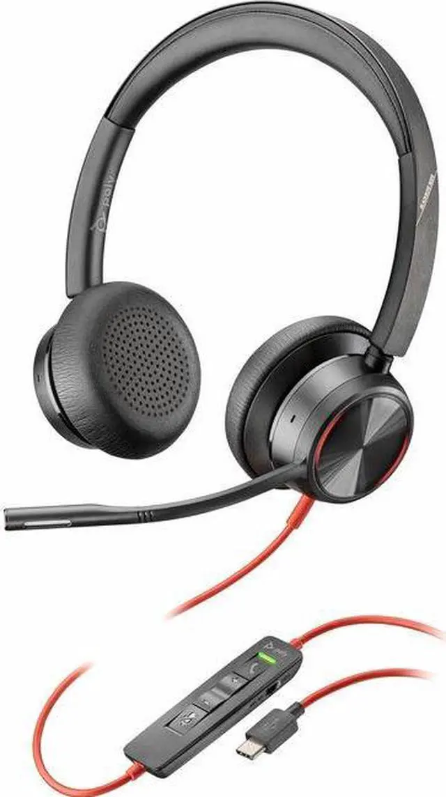 Alt view image 2 of 8 - Poly Blackwire 8225 Headset - Stereo - USB Type C - Wired - 32 Ohm - 20 Hz - 20 kHz - Over-the-head - Binaural - Supra-aural - 7.19 ft Cable - Noise Cancelling MicrophoneTAA Compliant