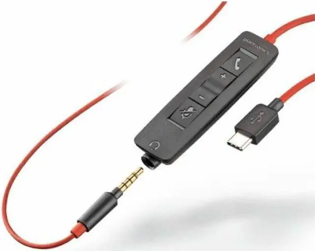 Alt view image 6 of 6 - Poly Blackwire C3220 Headset - Stereo - USB Type C - Wired - 32 Ohm - 20 Hz - 20 kHz - Over-the-head, Over-the-ear - Binaural - Supra-aural - 5.20 ft Cable - Noise Cancelling Microphone - Black