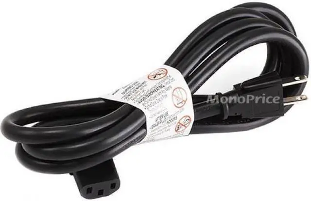 Alt view image 9 of 12 - Monoprice 10ft 14AWG Power Cord w/ 3 Conductor PC Power Connector Socket, 15A (NEMA 5-15P to Right Angle IEC-320-C13)