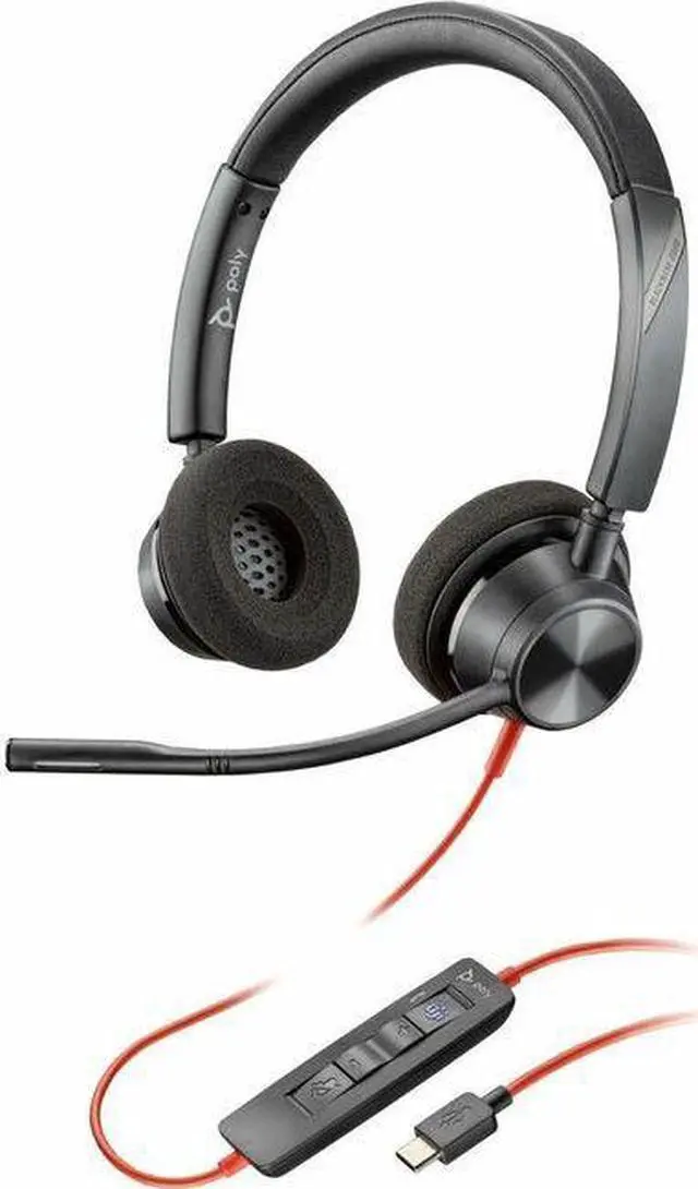Alt view image 2 of 3 - Poly Blackwire 3320 Headset - Stereo - USB Type C, Mini-phone (3.5mm) - Wired - 32 Ohm - 20 Hz - 20 kHz - On-ear - Binaural - Ear-cup - 7.10 ft Cable - Omni-directional Microphone - Noise Canceling -