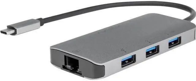 Alt view image 3 of 11 - Rocstor Premium USB-C Hub with USB-A, Gigabit Ethernet & USB-C 100W PD - USB 3.0 Type C - External - 4 USB Port(s) - 1 Network (RJ-45) Port(s) - 3 USB 3.0 Port(s) - PC, Mac, Linux, Android, Chrome OS