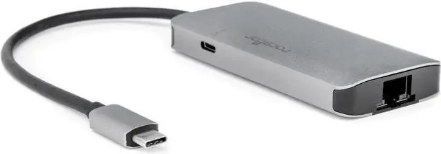 Alt view image 6 of 11 - Rocstor Premium USB-C Hub with USB-A, Gigabit Ethernet & USB-C 100W PD - USB 3.0 Type C - External - 4 USB Port(s) - 1 Network (RJ-45) Port(s) - 3 USB 3.0 Port(s) - PC, Mac, Linux, Android, Chrome OS