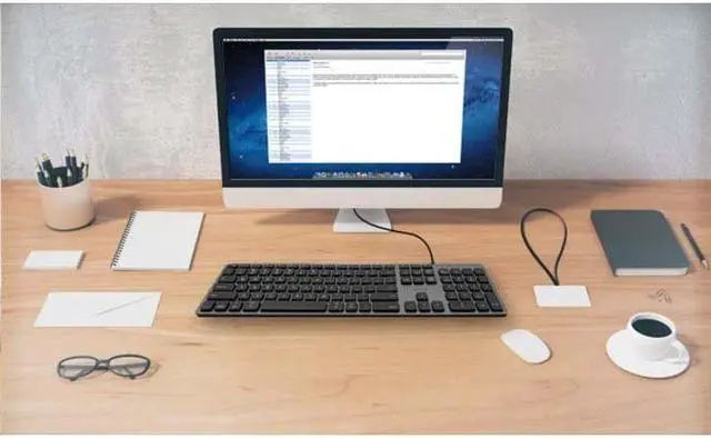 Alt view image 5 of 9 - Macally Premium Wired USB C Keyboard with USB Ports Space Gray UCZKEYHUBACSG