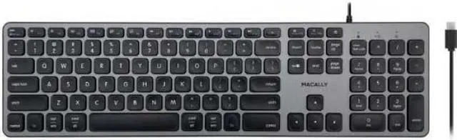 Alt view image 7 of 9 - Macally Premium Wired USB C Keyboard with USB Ports Space Gray UCZKEYHUBACSG