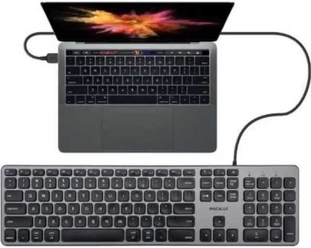 Alt view image 9 of 9 - Macally Premium Wired USB C Keyboard with USB Ports Space Gray UCZKEYHUBACSG