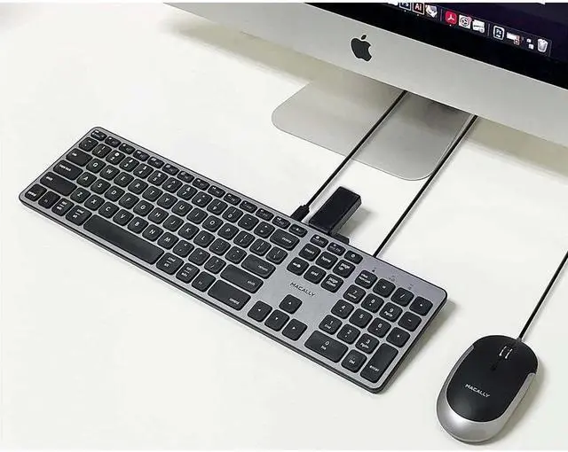 Alt view image 8 of 9 - Macally Premium Wired USB C Keyboard with USB Ports Space Gray UCZKEYHUBACSG
