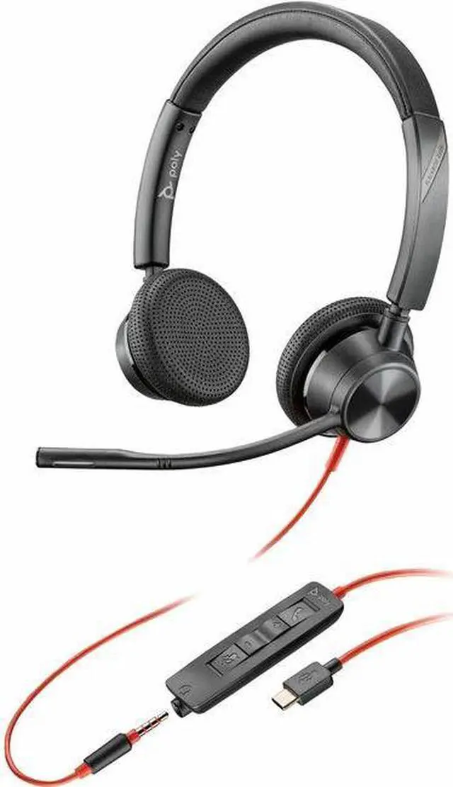 Alt view image 2 of 2 - Poly Blackwire 3325 USB-C Headset TAA - Stereo - Mini-phone (3.5mm), USB Type C - Wired - 32 Ohm - 20 Hz - 20 kHz - On-ear - Binaural - Ear-cup - 7 ft Cable - Omni-directional Microphone - Noise Cance