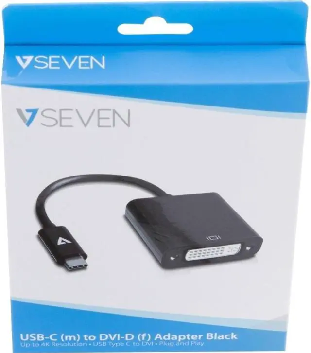 Alt view image 11 of 13 - V7 Black Usb Video Adapter Usb-C Male To Dvi-I Female