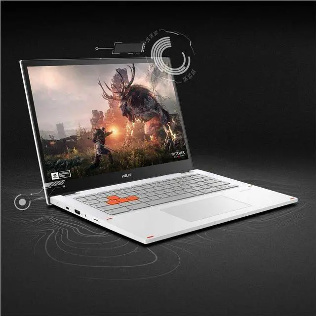 Alt view image 6 of 18 - ASUS Chromebook Vibe CX34 Flip Cloud Gaming Laptop with Stylus, 14" 144 Hz Touch Display (1920x1200), Intel® Core i5-1235U Processor, 256GB SSD, 8GB RAM, ChromeOS, Pearl White, CX3401FBA-DH586T-S