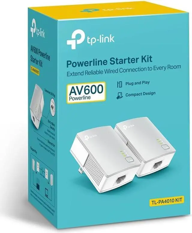 Alt view image 6 of 10 - TP-LINK TL-PA4010KIT Rev 3 - AV600 Powerline Ethernet Adapter -The HomePlug AV2 standard creates high-speed data transfer rates of up to 600Mbps to support all your online activities.