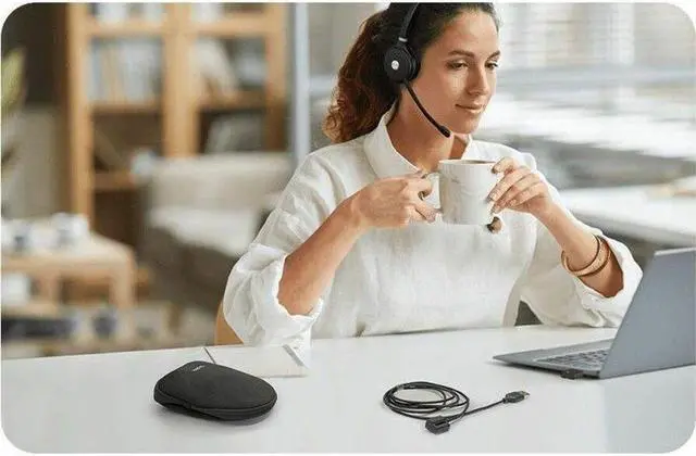 Alt view image 4 of 14 - Yealink WH62 Headset - Microsoft Teams Certification - Stereo - Wireless - DECT - 524.9 ft - 32 Ohm - 20 Hz - 20 kHz - On-ear, Over-the-head - Binaural - Ear-cup