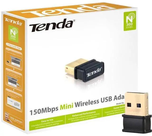 Alt view image 3 of 5 - Tenda W311MI Wireless N150 Nano USB Adapter