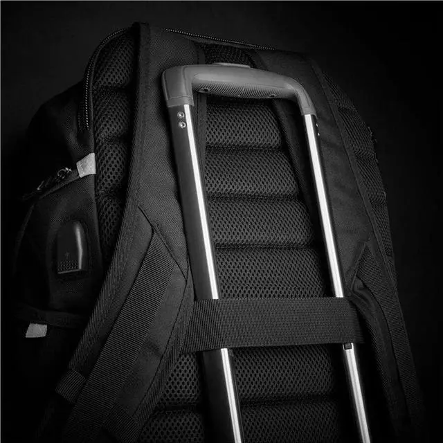 Alt view image 6 of 8 - CODi Ferretti Pro Carrying Case (Backpack) for 17.3" Notebook, Tablet, Water Bottle - Black - Mesh, Plastic, 1680D Polyester Body - Shoulder Strap, Trolley Strap, Handle, Chest Strap