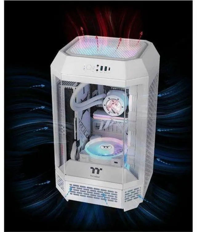 Alt view image 13 of 20 - Thermaltake Tower 250 Snow Mini-ITX Mini Tower 2x120mm CT Fans Included, 360mm Radiator Support 360mm GPU Clearance Dual Chamber CA-1Z9-00S6WN-00