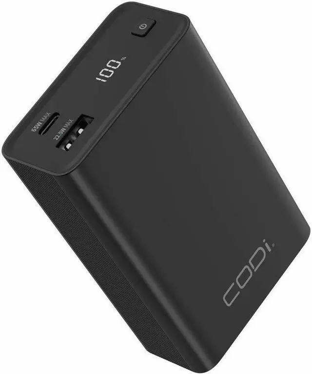 Alt view image 2 of 4 - CODi 65W Laptop/Device Power Bank - For Notebook, Tablet, Headphone, Camera - 20000 mAh - 3.25 A - 9 V DC, 12 V DC, 5 V DC, 15 V DC, 20 V DC Output - 5 V, 9 V, 12 V, 15 V, 20 V Input - 2 x USB