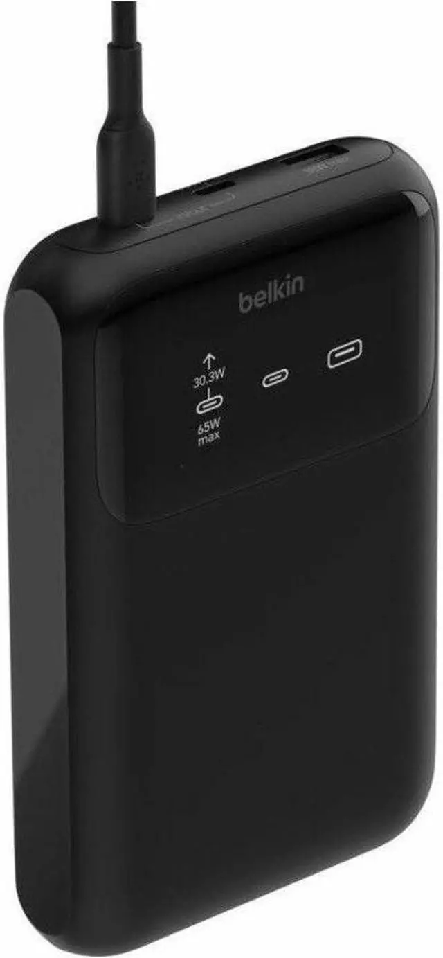 Alt view image 5 of 12 - Belkin 65W 3-port USB Power Bank w/ Digital Display - 20K mAh - 2xUSB-C, 1xUSB-A - Portable Charger - w/ USB-C to USB-C Cable - Black - For Universal, Smartphone, Tablet PC, Notebook, iPad, iPad Pro,