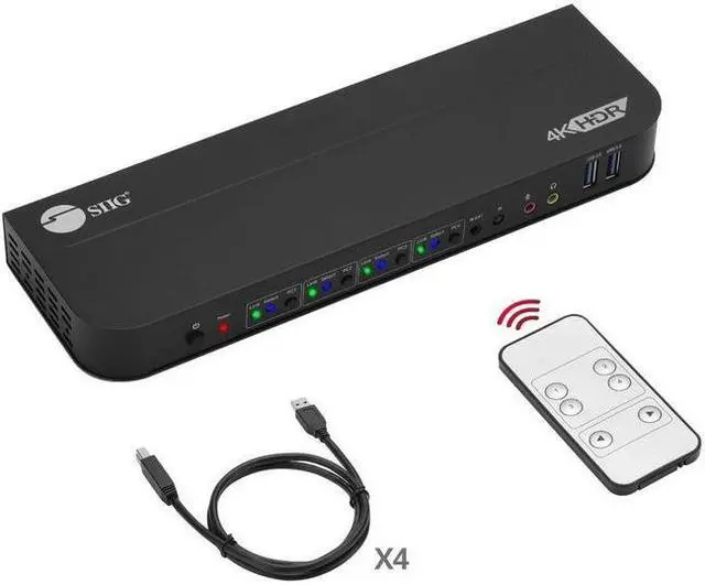 Alt view image 9 of 15 - SIIG 4x1 DisplayPort 4K KVM USB 3.0 Switch with Remote Control