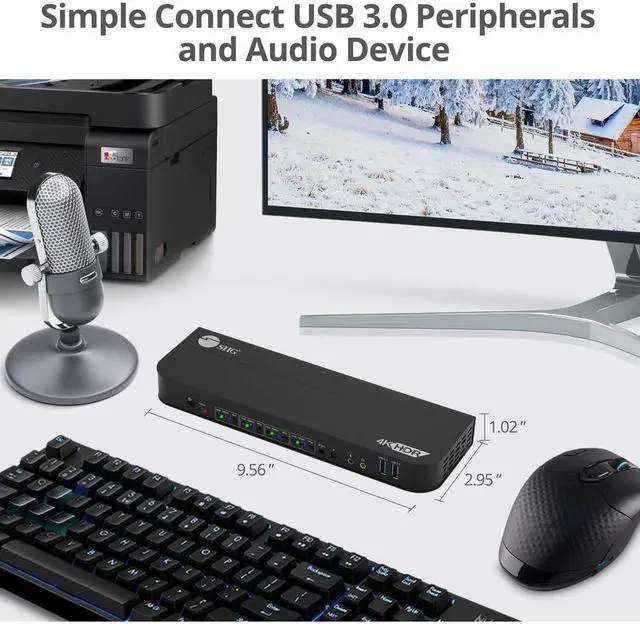 Alt view image 12 of 15 - SIIG 4x1 DisplayPort 4K KVM USB 3.0 Switch with Remote Control