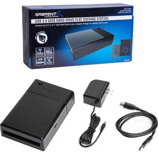 Alt view image 15 of 15 - SABRENT EC-DFFN 2.5" & 3.5" SATA USB 3.0 USB 3.0 to SATA External Hard Drive Lay-Flat Docking Station with Built-in Cooling Fan