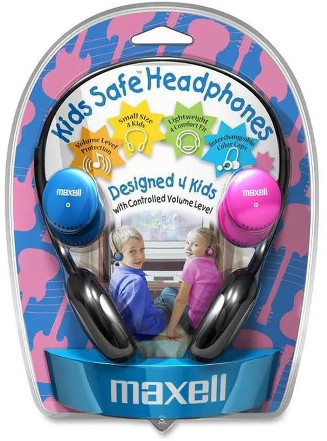 Alt view image 2 of 6 - Maxell Kids Safe Headphones Pink and Blue End Caps Included in Factory Packaging
