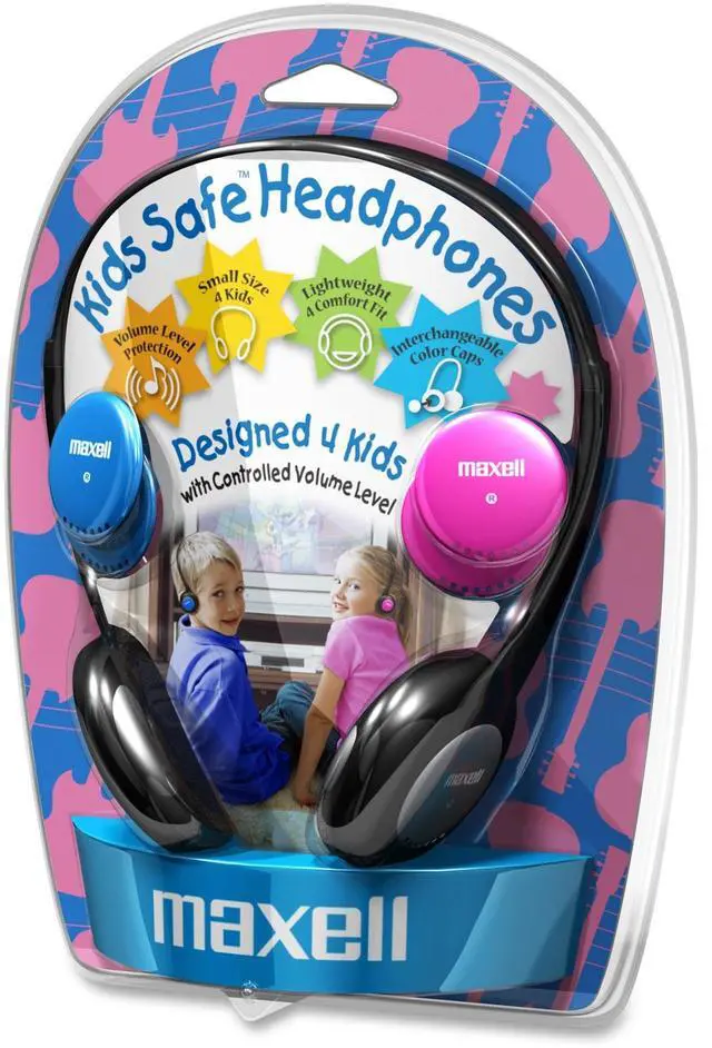 Alt view image 4 of 6 - Maxell Kids Safe Headphones Pink and Blue End Caps Included in Factory Packaging