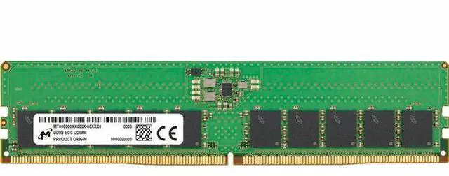 Alt view image 3 of 3 - Micron 16 GB ( 1 X 16 ) PC5-44800 5600MHz DIMM 288-pin CL46 unbuffered ECC Desktop Memory Model MTC10C1084S1EC56BR