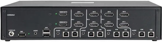 Alt view image 11 of 12 - Tripp Lite B002-HD2AC4 HDMI to DisplayPort Dual Monitor Secure KVM Switch - 4 Port, 4K NIAP PP3.0 Certified & Audio