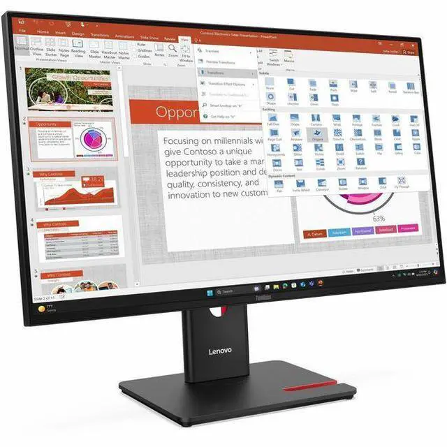 Alt view image 9 of 16 - Lenovo ThinkVision T27-40 27" 16:9 Full HD 120Hz IPS WLED Monitor, Eclipse Black