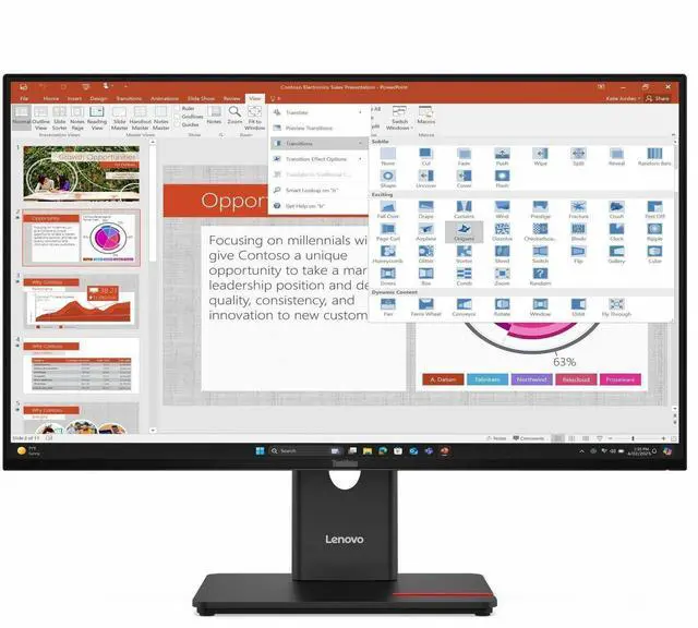 Alt view image 11 of 16 - Lenovo ThinkVision T27-40 27" 16:9 Full HD 120Hz IPS WLED Monitor, Eclipse Black